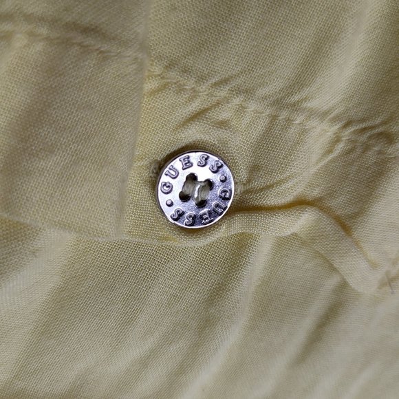 GUESS WOMEN'S SHORT SLEEVE SHIRT YELLOW SIZE MEDIUM FASHION WEAR DESIGNER - Picture 9 of 14